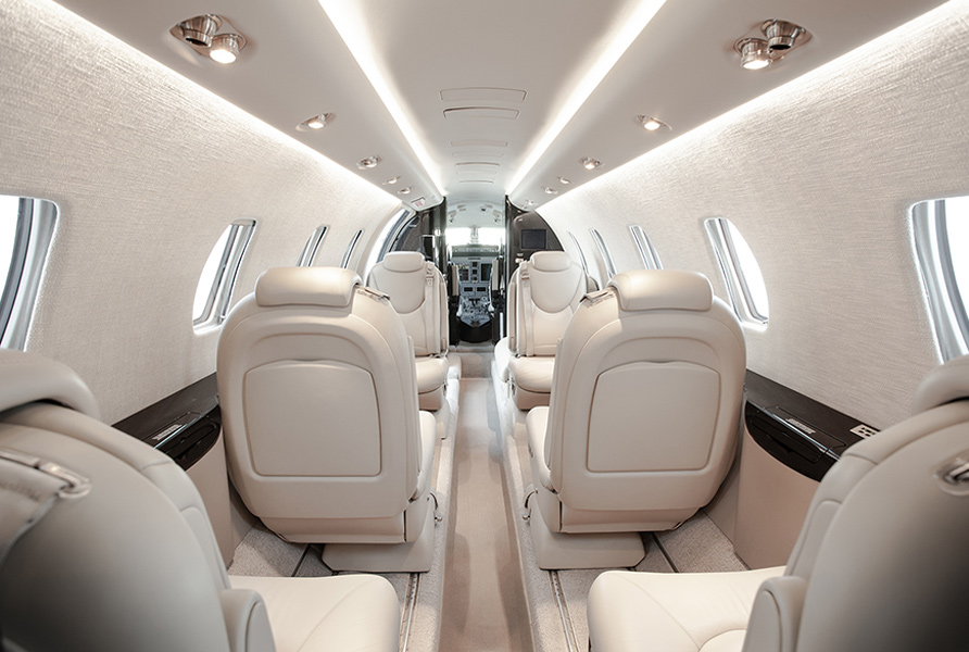 Cabin of a Citation XLS+ at Priester Aviation.