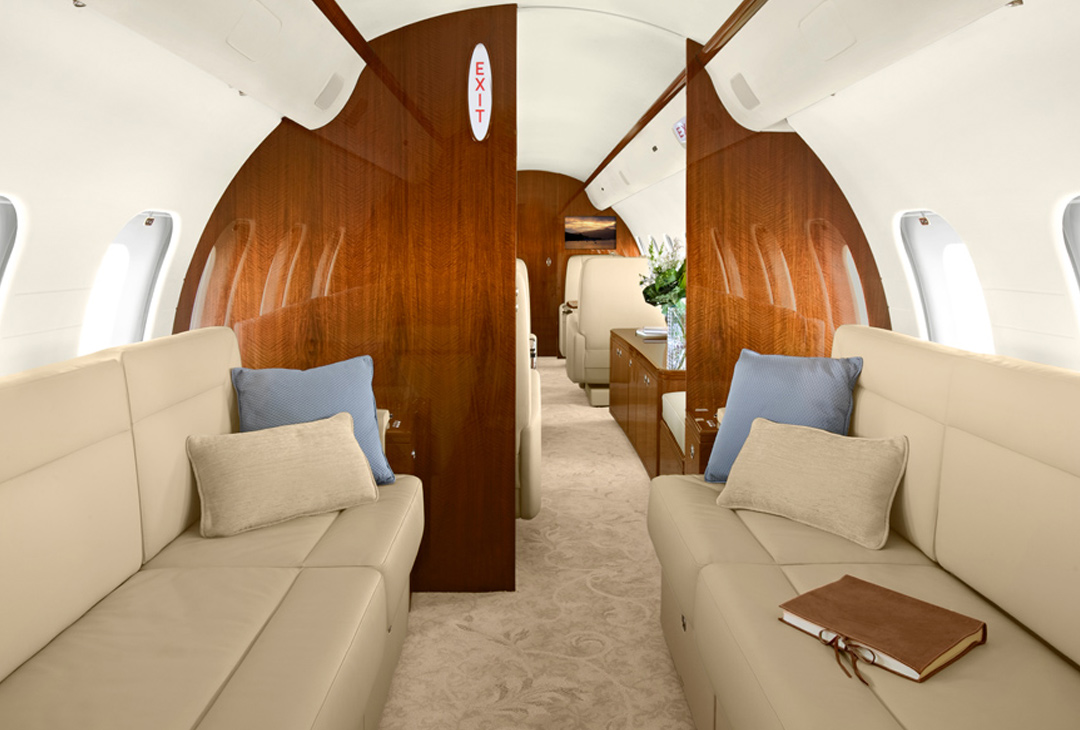 Cabin of a Global 3000 at Priester Aviation.