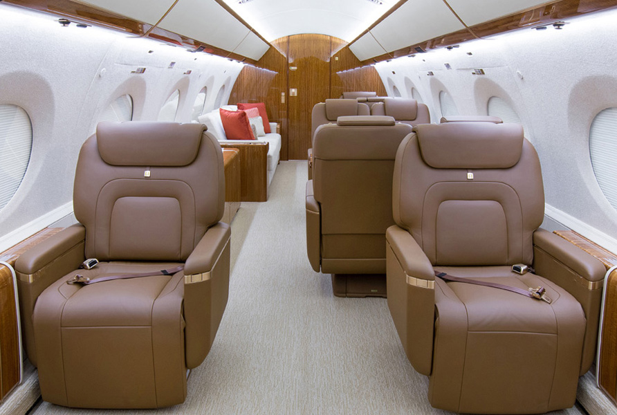 Cabin of a Gulfstream G650 at Priester Aviation.